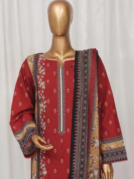 kkhan SM-046- 3 Piece Printed Stitched Suit