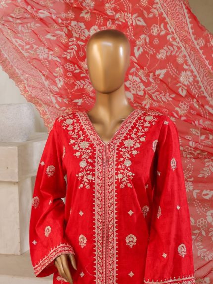 kkhan SM-151 3 Piece Self Embroidered Stitched Suit 