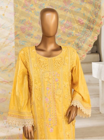 kkhan SM-158 3 Piece Self Embroidered Stitched Suit 