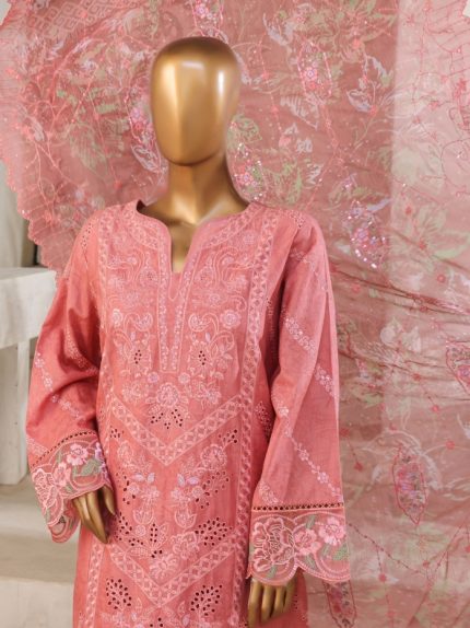 kkhan SM-154 3 Piece Self Embroidered Stitched Suit 