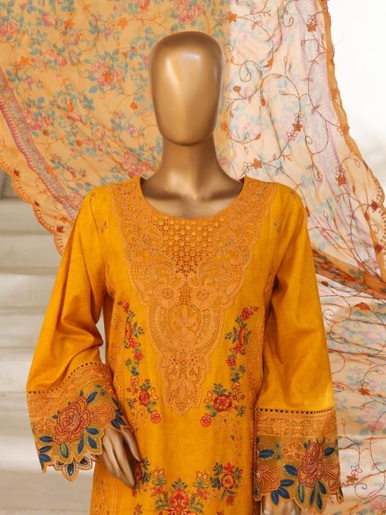 kkhan SM-148 3 Piece Self Embroidered Stitched Suit